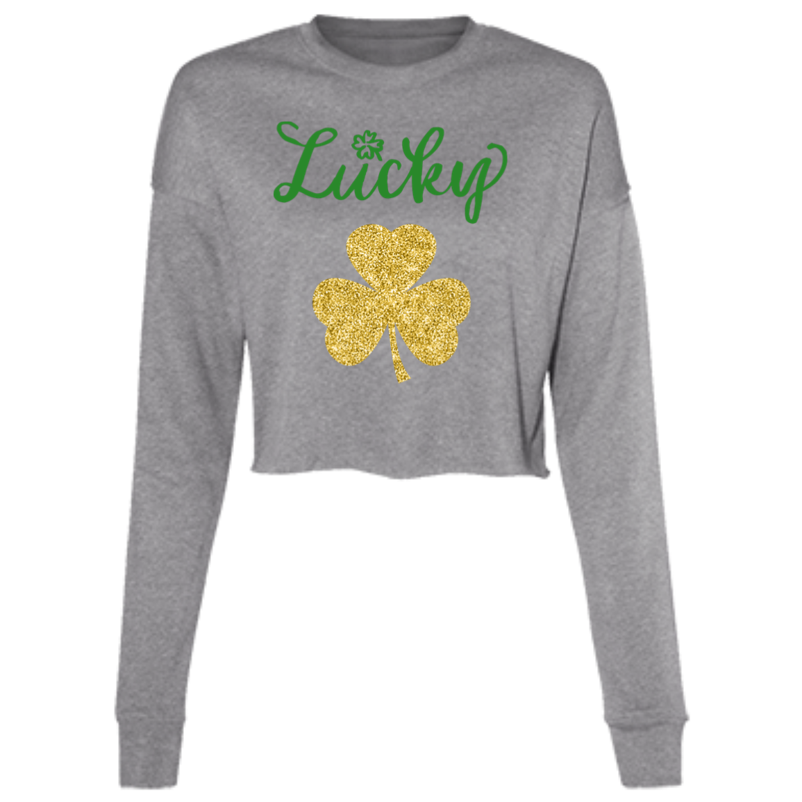 Glitter St. Patrick's Day Sweatshirt Ladies' Cropped Fleece Crew