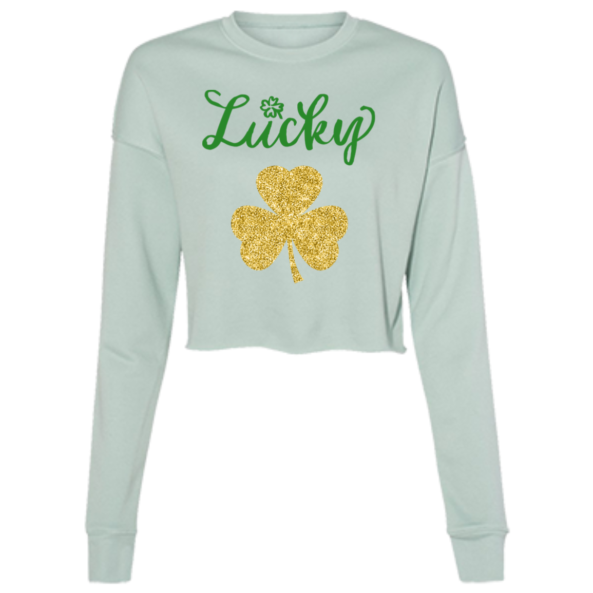 Glitter St. Patrick's Day Sweatshirt Ladies' Cropped Fleece Crew