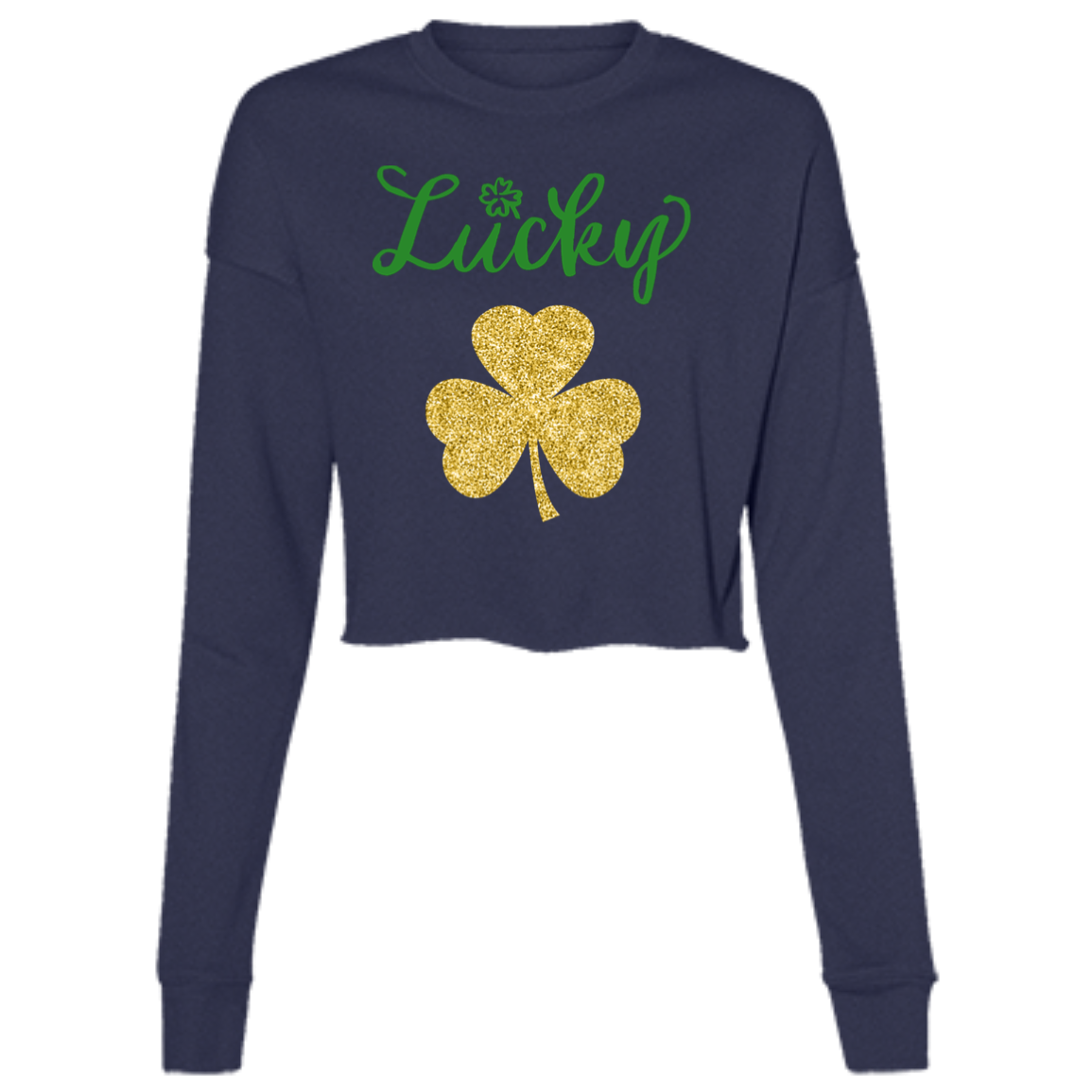 Glitter St. Patrick's Day Sweatshirt Ladies' Cropped Fleece Crew