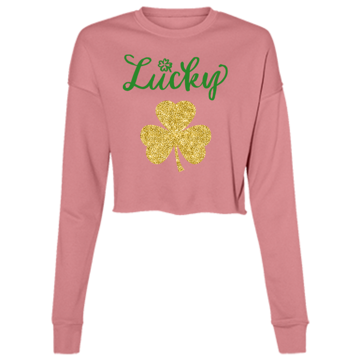 Glitter St. Patrick's Day Sweatshirt Ladies' Cropped Fleece Crew