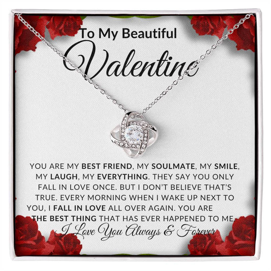 To My Beautiful Valentine - Love Knot Necklace