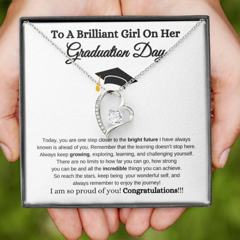 To My Brilliant Girl On Her Graduation Day - Forever Love Necklace